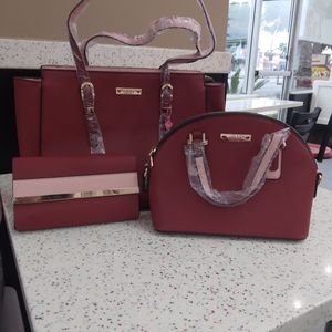 Nicole Lee Burgundy Purse Set